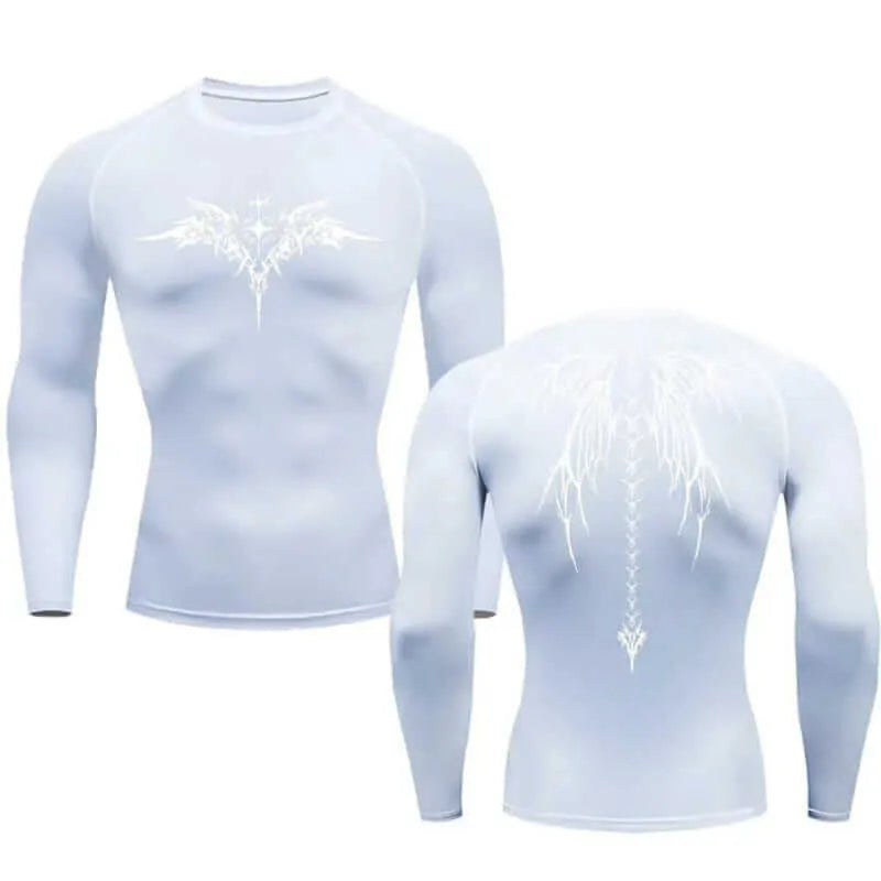 Camisa de compressão masculina cor branca manga longa 